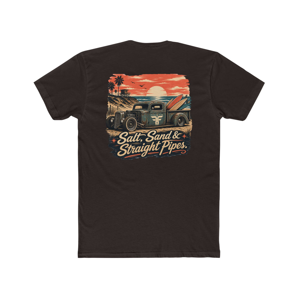 Vintage Surf Truck T‑Shirt — "Salt, Sand & Straight Pipes" Cotton Tee